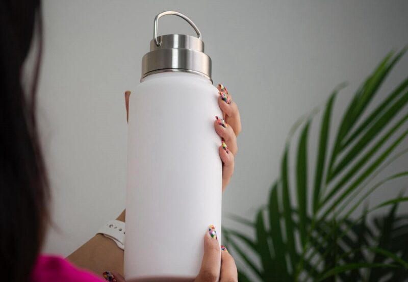 white smart water bottle