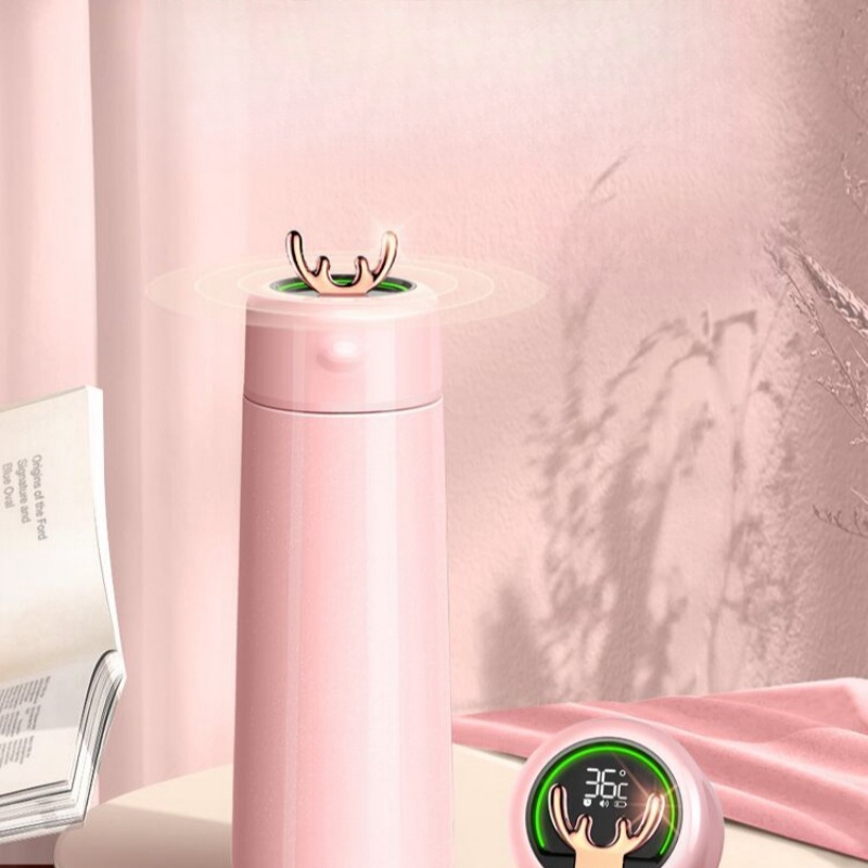pink smart water bottle with antlers