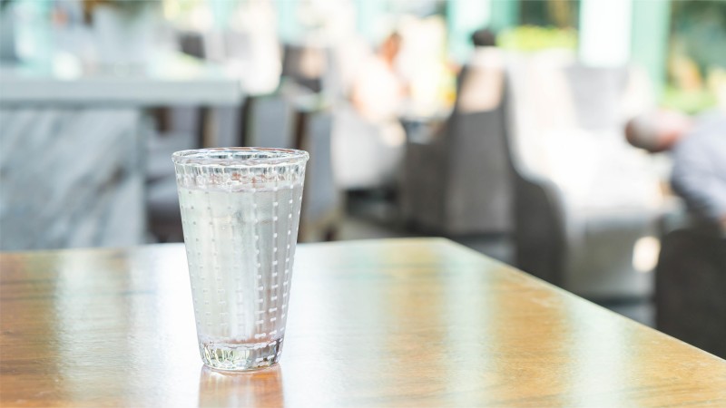 Glass of tap water in a restaurant