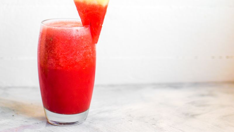 a glass of watermelon juice