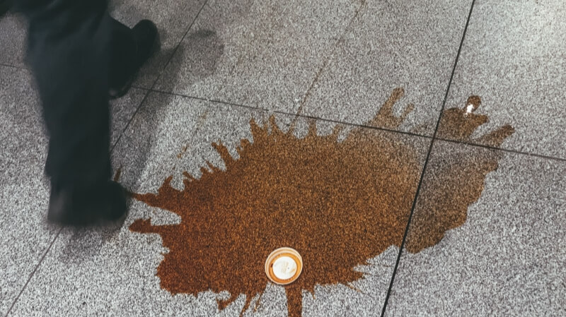 coffee stains on the floor